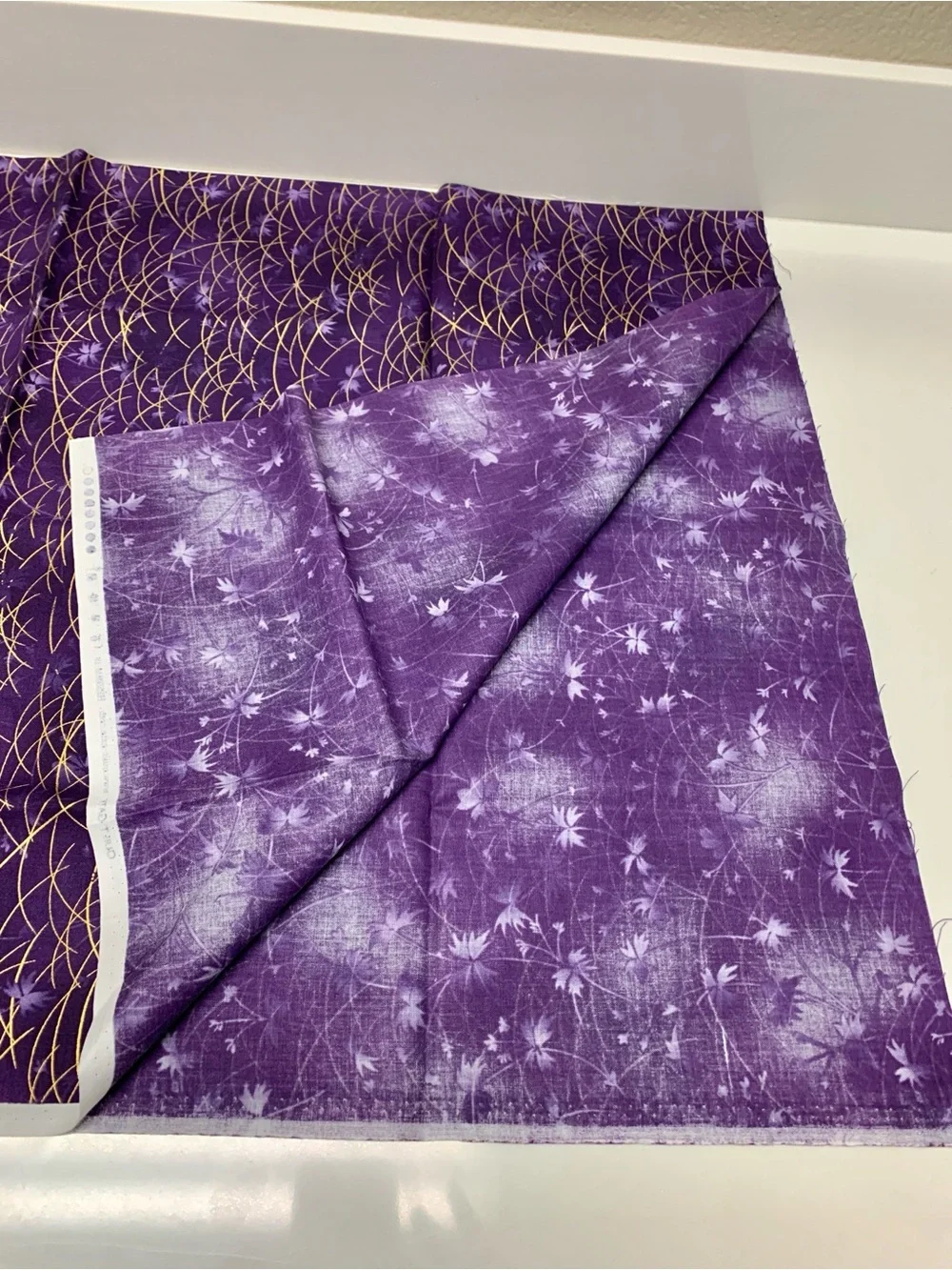 Quilt Gate Japanese Quilting Cotton Fabric Purple Gold Grass Reeds 7/8 Yard